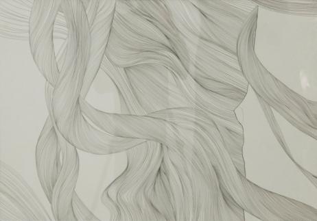 Birgit Pleschberger, rapunzel, 2009/10, Nero auf Papier, 490 x 300 cm 
(21-teilig je 70 x 100 cm), Detail,  Ausstellungsansicht, © Salzburger Kunstverein