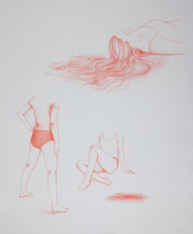 Ulrike Lienbacher, Untitled, 2010, Litography, two colors, 
brown and red, 56 x 47 cm, Edition: each 25 pieces, Price: EUR 180