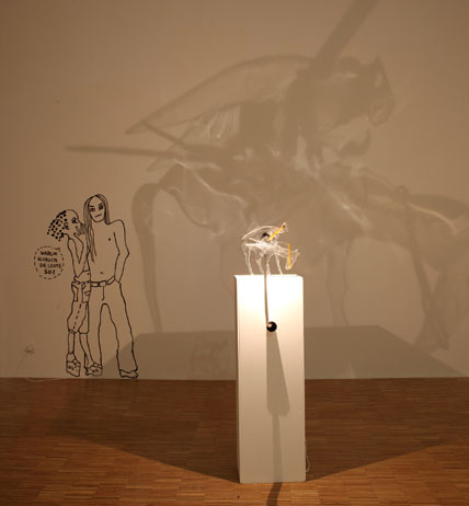 Ausstellungsansicht, Apokalyptischer Reiter, 2005, Acrylglas