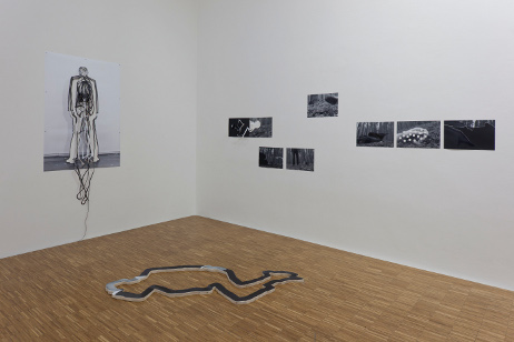 Franz Bergmüller, Untitled, 2012, installation made from partially reworked and collage photography, digital print clad on wood, PC-fan, dimensions variable, exhibition view 
Salzburger Kunstverein 2012
