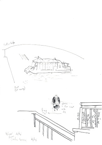 Per Dybvig, View from Sacher Terrasse Sacher, 2019, pencil on paper, 
ca. 21 x 29,7 cm